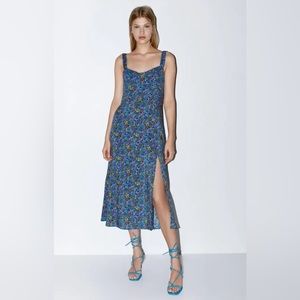 Zara floral midi dress with slip